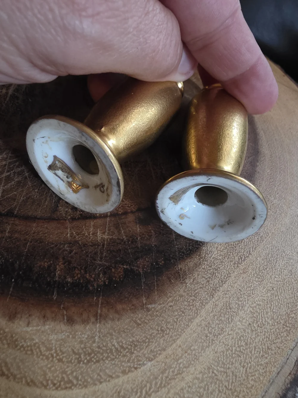 Vintage Pickard 24K Gold Gilded Porcelain Salt and Pepper Shakers Set